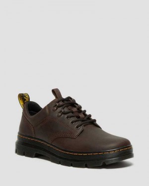 Dr Martens Reeder Crazy Horse Lær Utility Shoes Loafers Dame Mørke Brune | OHSDZ2871