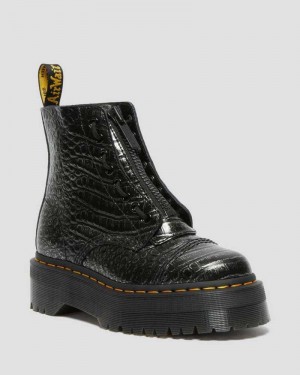 Dr Martens Sinclair Croc Emboss Lær Platform Boots Platform Støvler Dame Grå | HRWEL0693