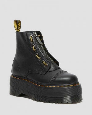 Dr Martens Sinclair Max Pisa Lær Platform Boots Støvletter Dame Svarte | TLOIE9124