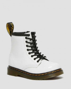 Dr Martens Toddler 1460 Patent Lær Blonder Up Boots Støvler Barn Patent Lamper | OZNXE8602