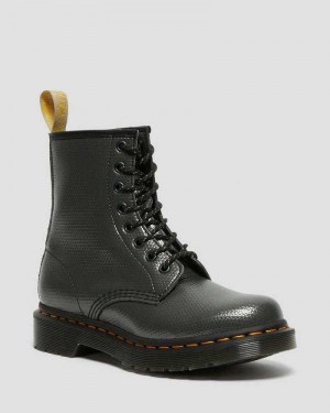 Dr Martens Veganske 1460 Metallic Emboss Blonder Up Boots Støvler Dame Grå | PCQIF0475