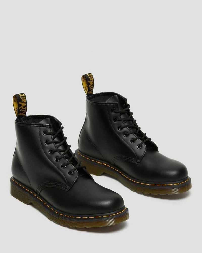 Dr Martens 101 Yellow Stitch Smooth Lær Ankle Boots Støvletter Herre Svarte | FOBAU5790