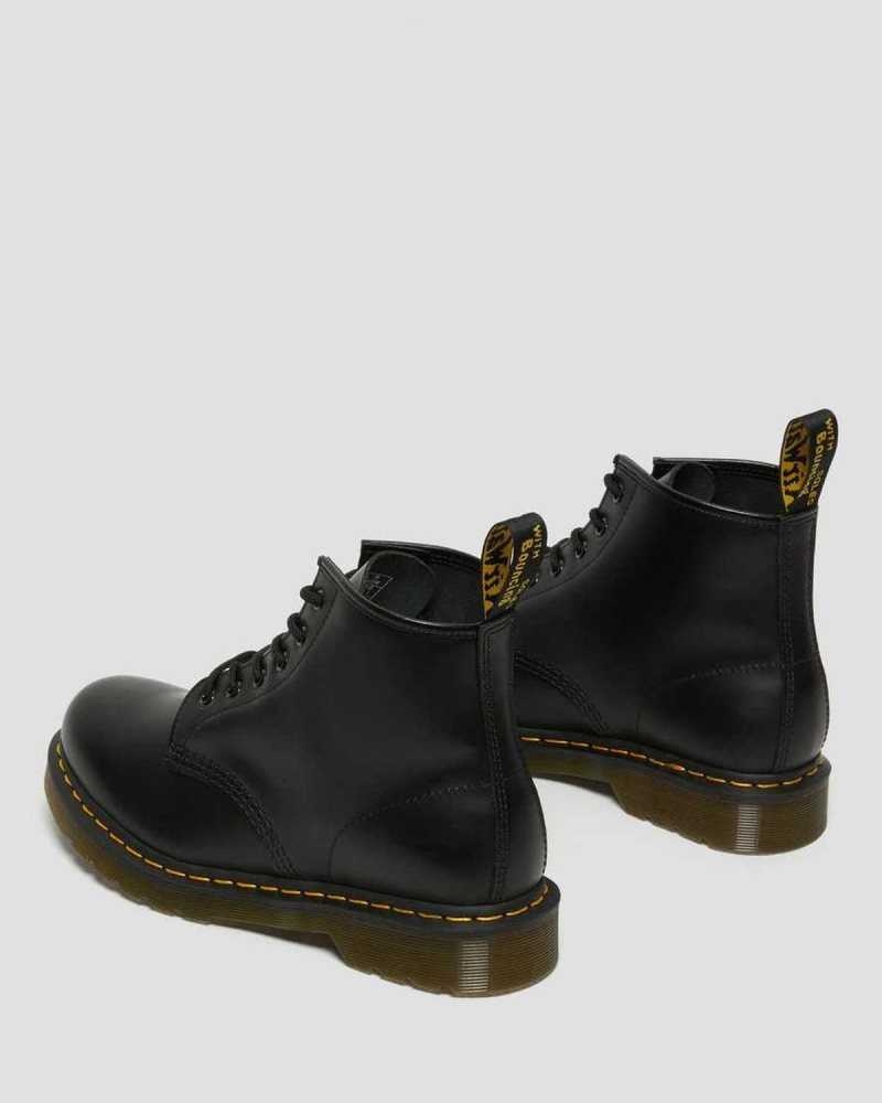 Dr Martens 101 Yellow Stitch Smooth Lær Ankle Boots Støvletter Herre Svarte | FOBAU5790