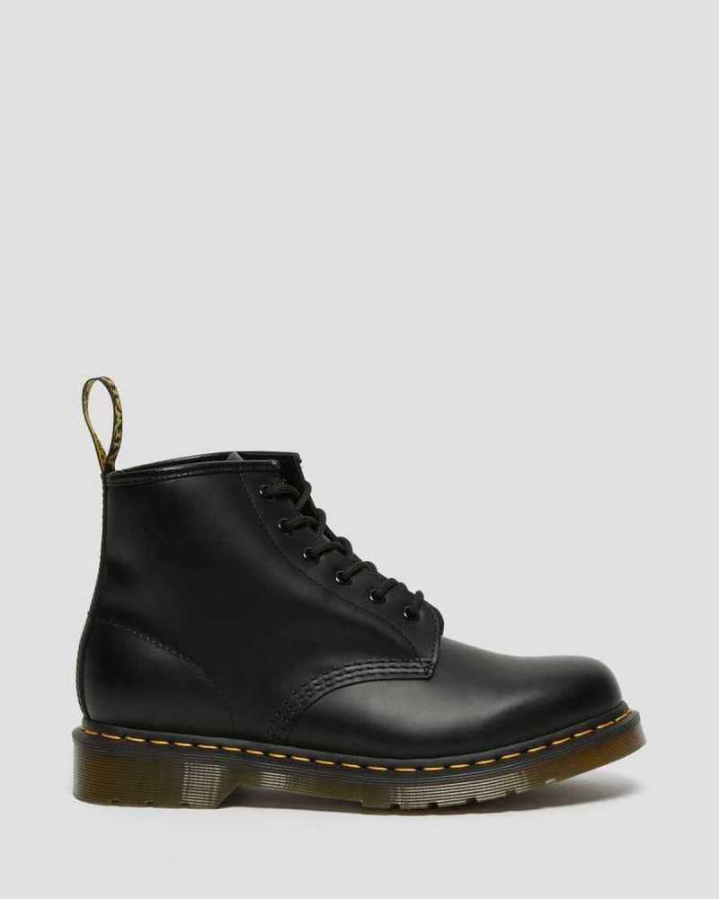 Dr Martens 101 Yellow Stitch Smooth Lær Ankle Boots Støvletter Herre Svarte | FOBAU5790