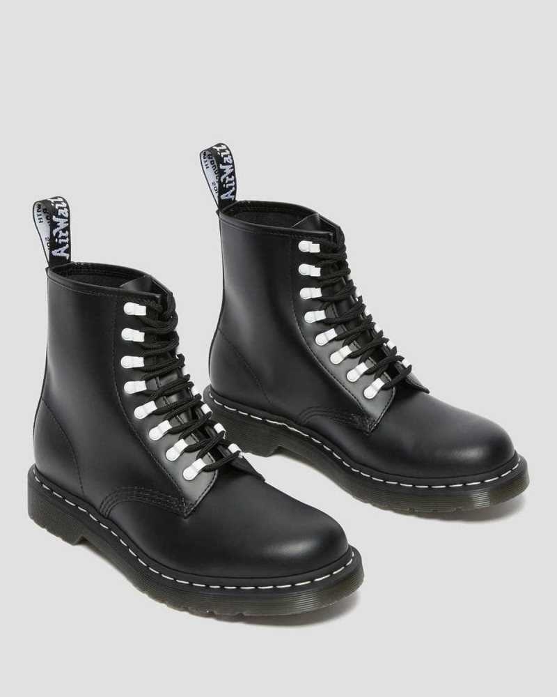 Dr Martens 1460 Contrast Hardware Lær Blonder Up Boots Støvler Herre Svarte | DLPTF0274