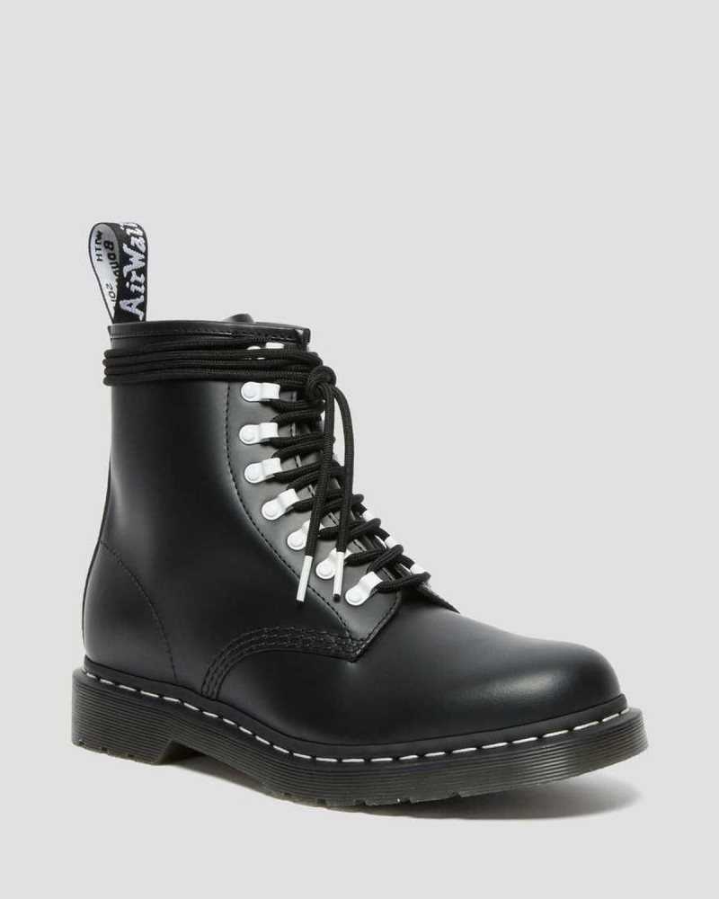 Dr Martens 1460 Contrast Hardware Lær Blonder Up Boots Støvler Herre Svarte | DLPTF0274