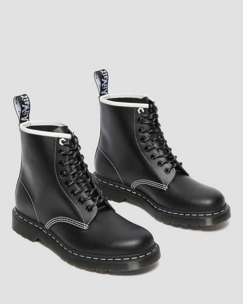 Dr Martens 1460 Contrast Stitch Lær Blonder Up Boots Støvletter Herre Svarte | DBEHF7609