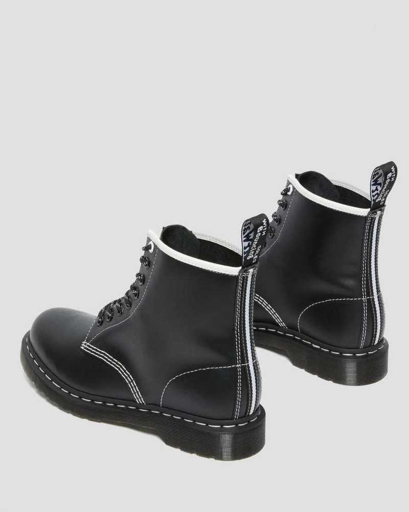 Dr Martens 1460 Contrast Stitch Lær Blonder Up Boots Støvletter Herre Svarte | DBEHF7609