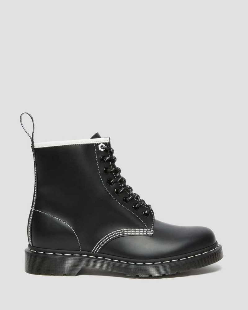 Dr Martens 1460 Contrast Stitch Lær Blonder Up Boots Støvletter Herre Svarte | DBEHF7609