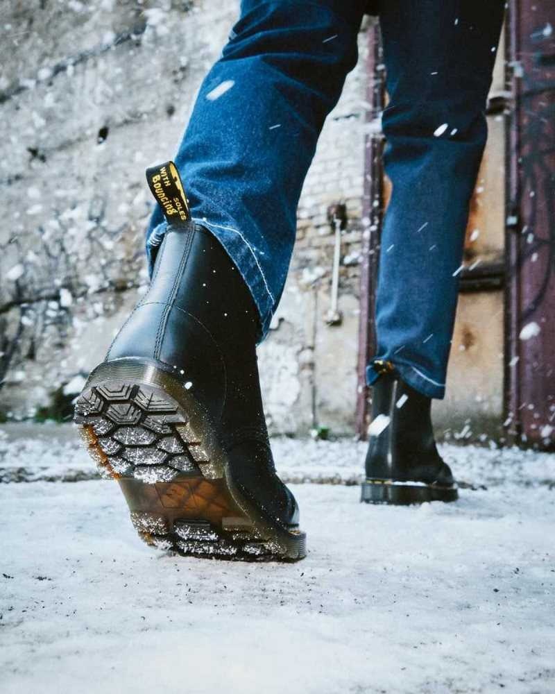 Dr Martens 1460 DM's Wintergrip Lær Blonder Up Boots Vinterstøvler Dame Svarte | VJTLG6754