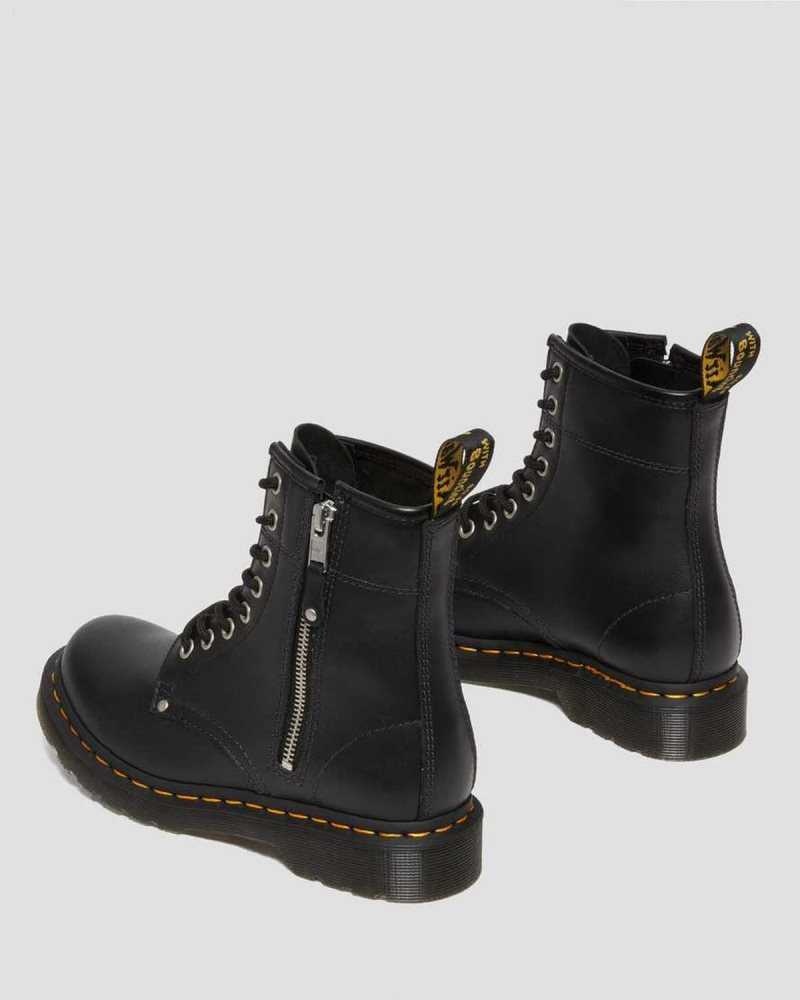 Dr Martens 1460 Double Zip Lær Blonder Up Boots Støvler Dame Svarte | VUIMW1852