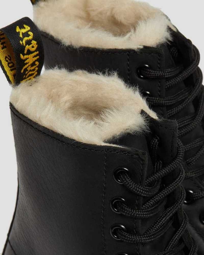 Dr Martens 1460 Faux Fur Forede Blonder Up Boots Vinterstøvler Dame Svarte | XKHYA6715