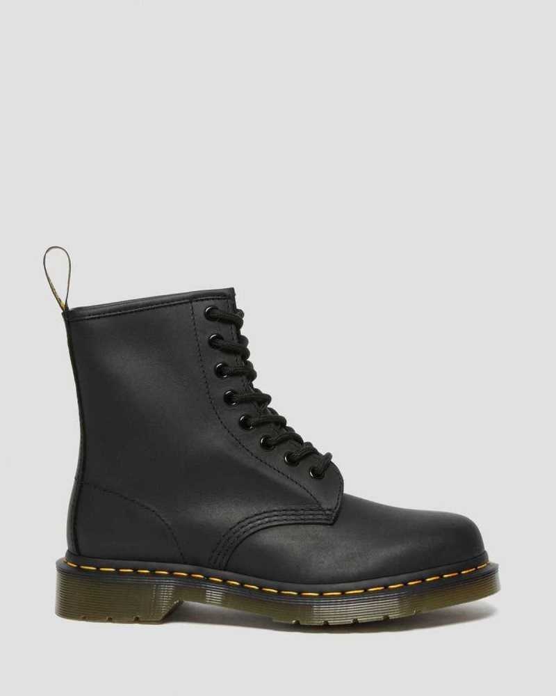 Dr Martens 1460 Greasy Lær Blonder Up Boots Støvletter Dame Svarte | VJDKP2948