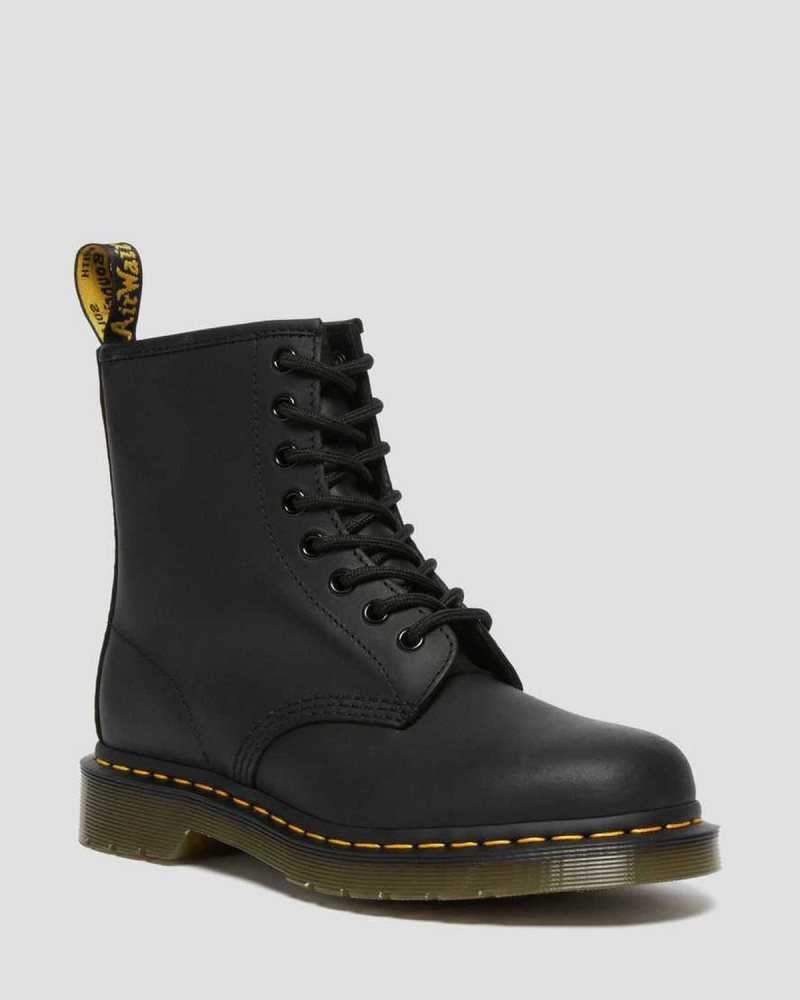 Dr Martens 1460 Greasy Lær Blonder Up Boots Støvler Dame Svarte | VCWDM7520