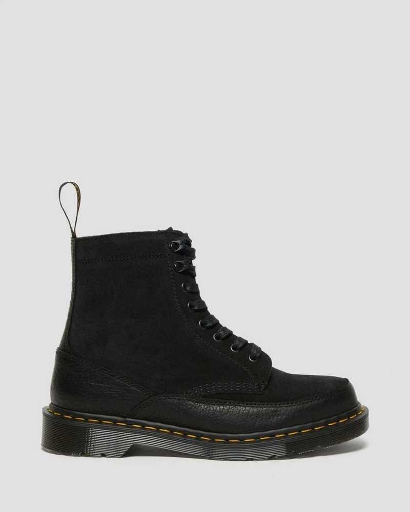 Dr Martens 1460 Guard Lær Blonder Up Boots Made In England Dame Svarte | TJMEL2187