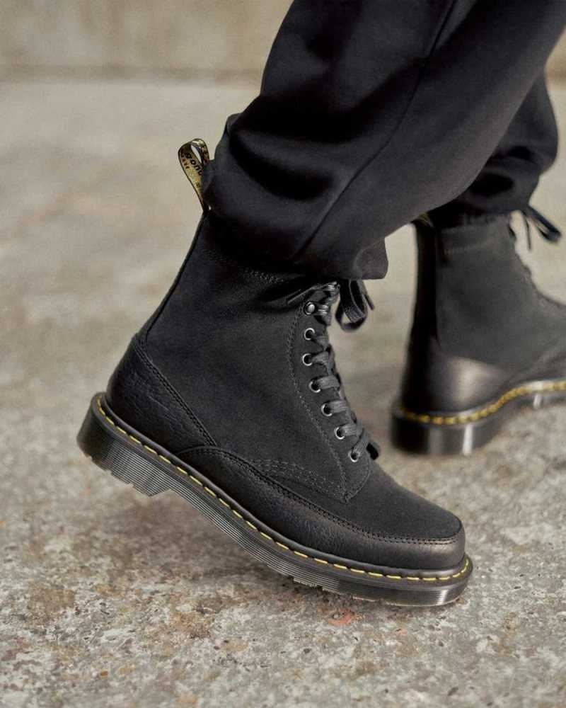 Dr Martens 1460 Guard Lær Blonder Up Boots Støvletter Herre Svarte | TIGZH9173