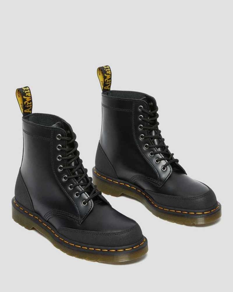 Dr Martens 1460 Guard Panel Lær Blonder Up Boots Støvletter Herre Svarte | GSYDJ8015