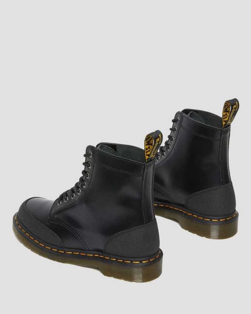 Dr Martens 1460 Guard Panel Lær Blonder Up Boots Støvletter Herre Svarte | GSYDJ8015