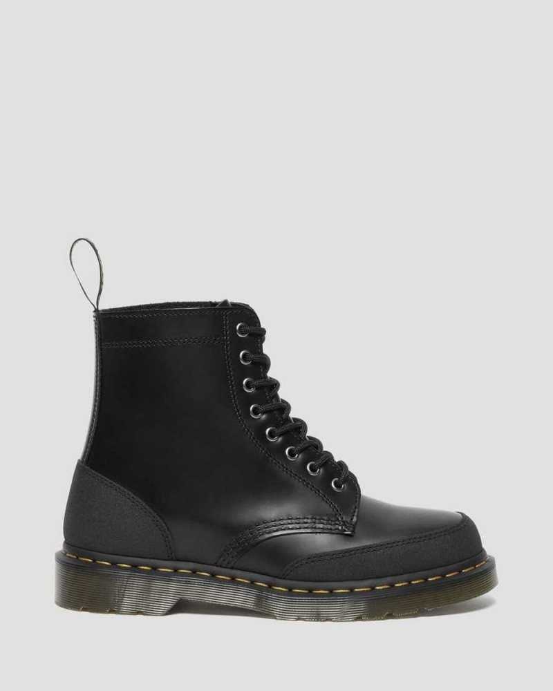 Dr Martens 1460 Guard Panel Lær Blonder Up Boots Støvletter Herre Svarte | GSYDJ8015