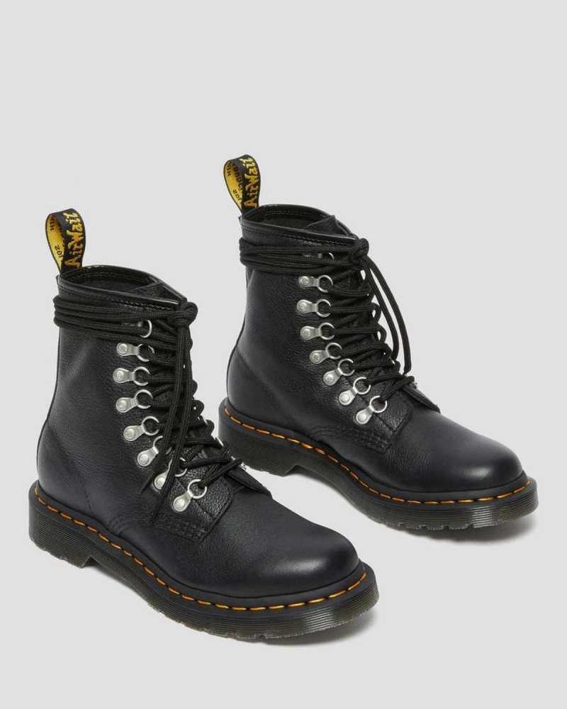 Dr Martens 1460 Laced Virginia Lær Blonder Up Boots Støvler Dame Svarte | GCOWH5413