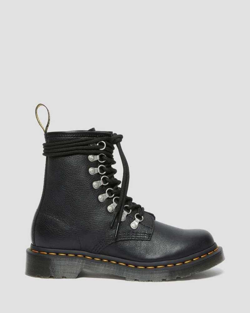 Dr Martens 1460 Laced Virginia Lær Blonder Up Boots Støvler Dame Svarte | GCOWH5413