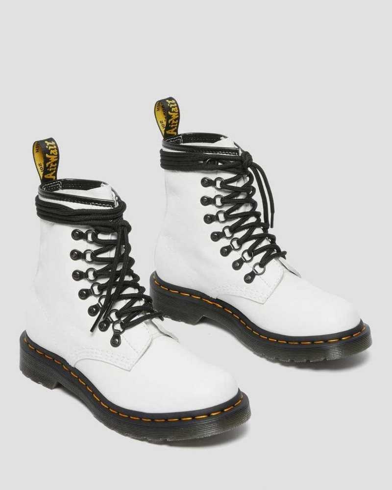 Dr Martens 1460 Laced Virginia Lær Blonder Up Boots Støvler Dame Hvite | CEIFL6423