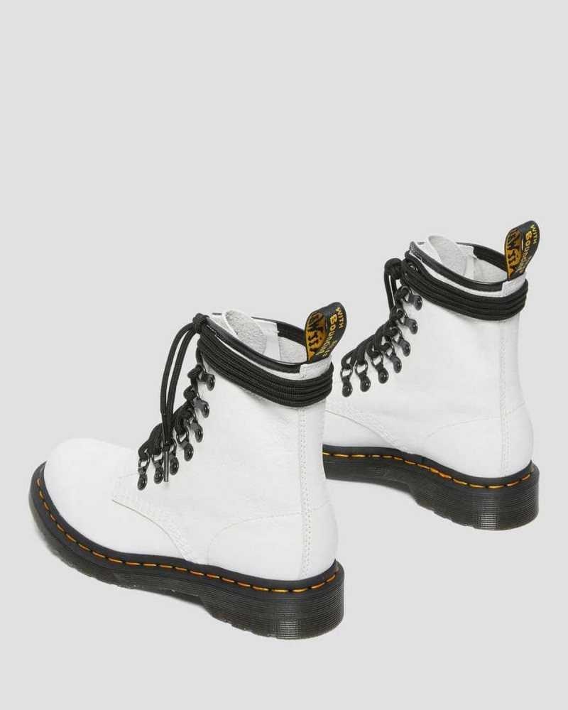 Dr Martens 1460 Laced Virginia Lær Blonder Up Boots Støvler Dame Hvite | CEIFL6423