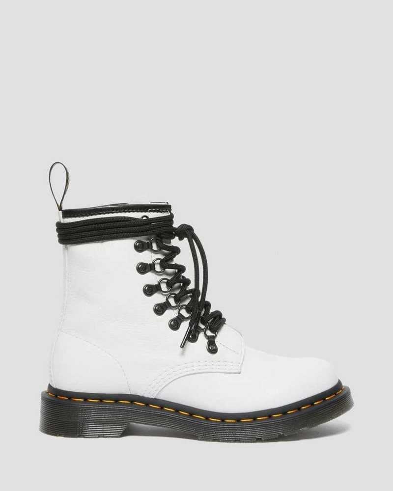 Dr Martens 1460 Laced Virginia Lær Blonder Up Boots Støvler Dame Hvite | CEIFL6423