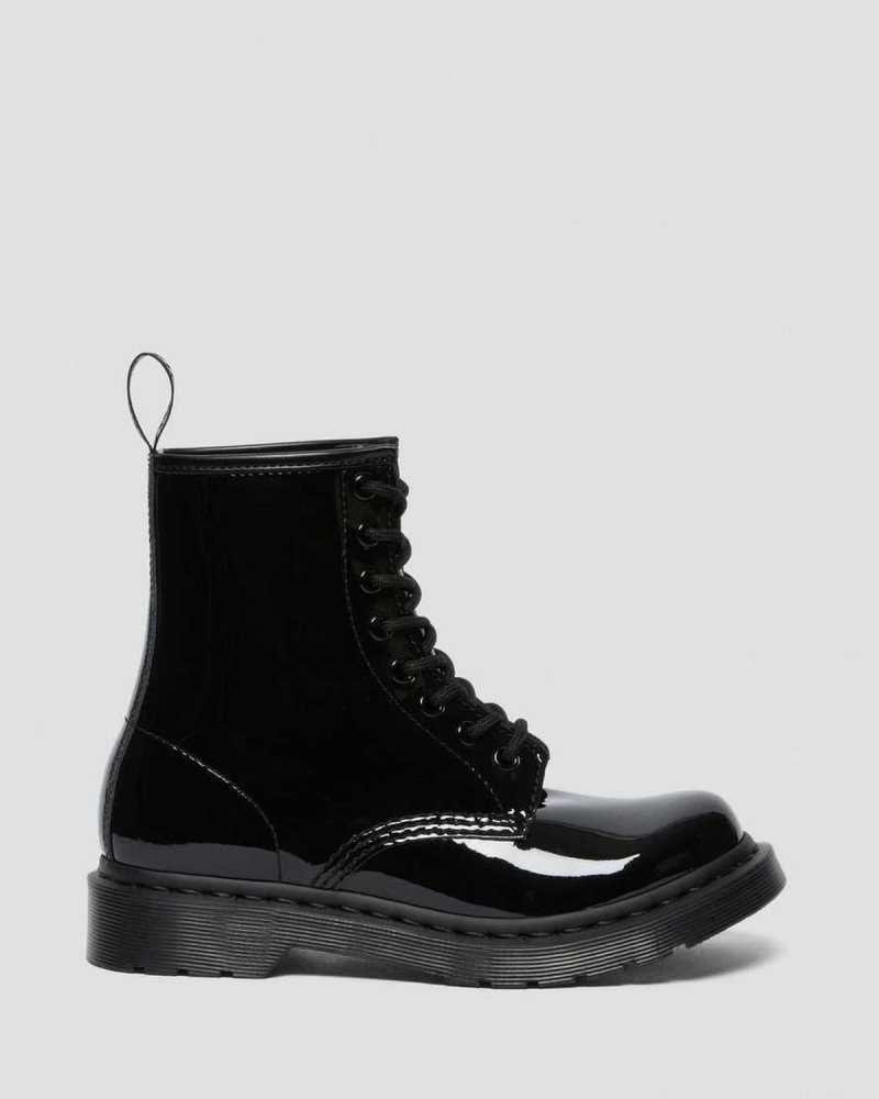 Dr Martens 1460 Mono Patent Lær Blonder Up Boots Originals Sko Dame Svarte | VHWBO9150