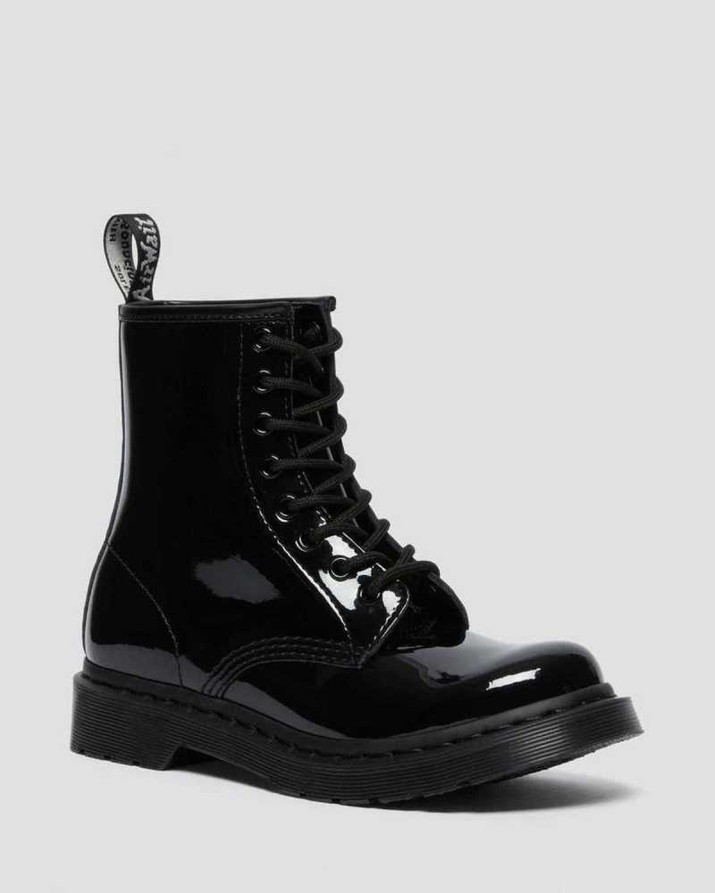 Dr Martens 1460 Mono Patent Lær Blonder Up Boots Originals Sko Dame Svarte | VHWBO9150