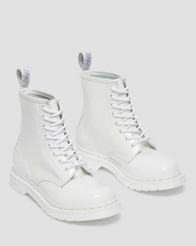 Dr Martens 1460 Mono Patent Lær Blonder Up Boots Originals Sko Dame Hvite | ICMPR7293