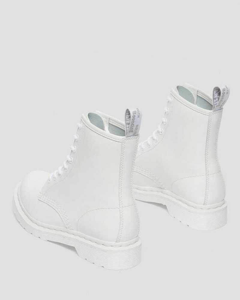 Dr Martens 1460 Mono Patent Lær Blonder Up Boots Originals Sko Dame Hvite | ICMPR7293