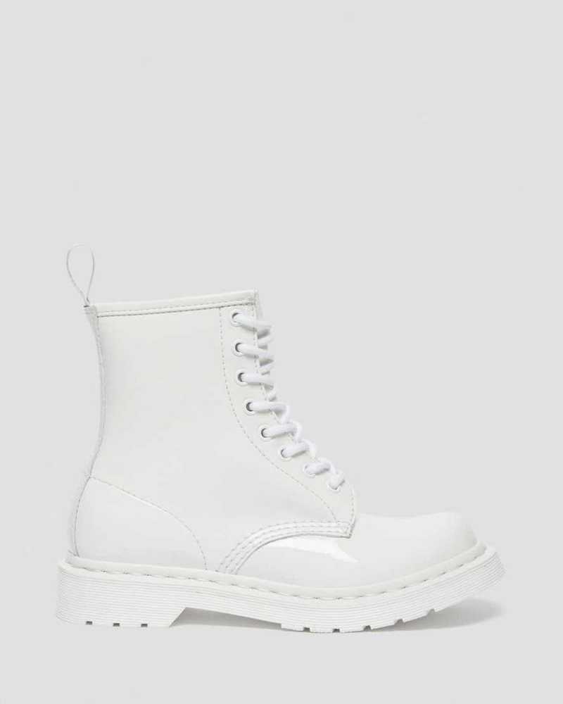 Dr Martens 1460 Mono Patent Lær Blonder Up Boots Originals Sko Dame Hvite | ICMPR7293