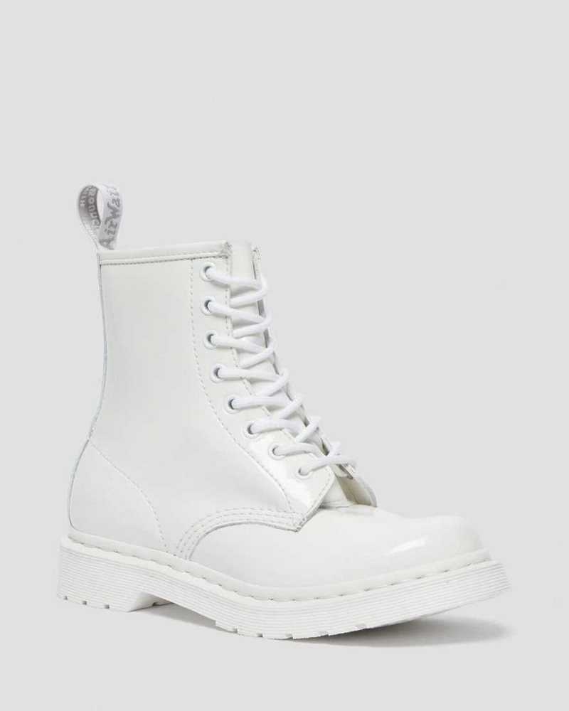 Dr Martens 1460 Mono Patent Lær Blonder Up Boots Originals Sko Dame Hvite | ICMPR7293