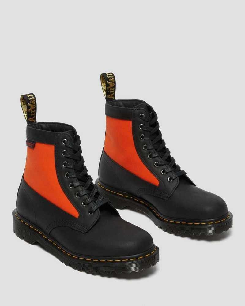 Dr Martens 1460 Panel Lær Blonder Up Boots Made In England Herre Svarte | XPIQU5723