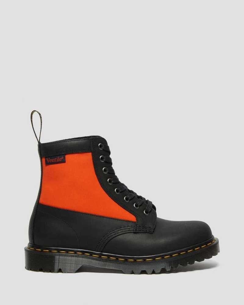 Dr Martens 1460 Panel Lær Blonder Up Boots Made In England Herre Svarte | XPIQU5723