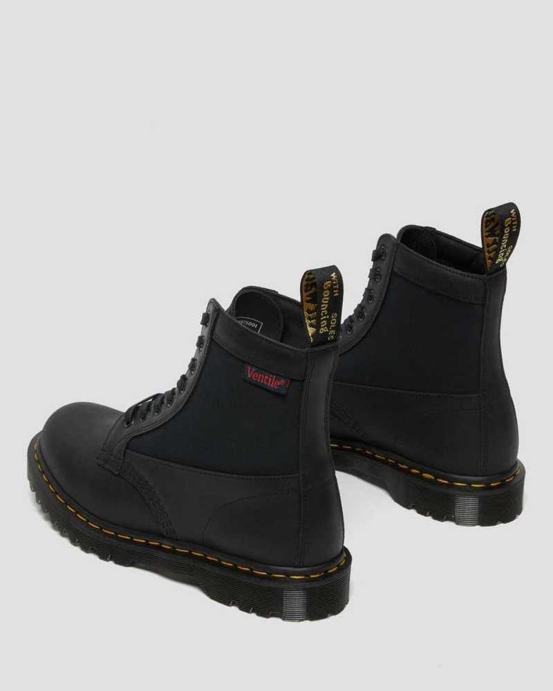 Dr Martens 1460 Panel Lær Blonder Up Boots Støvletter Herre Svarte | WAYZK1438