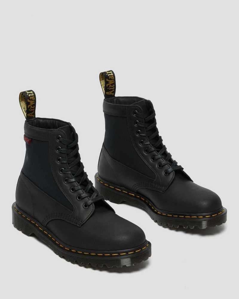 Dr Martens 1460 Panel Lær Blonder Up Boots Made In England Dame Svarte | QMCHN0634