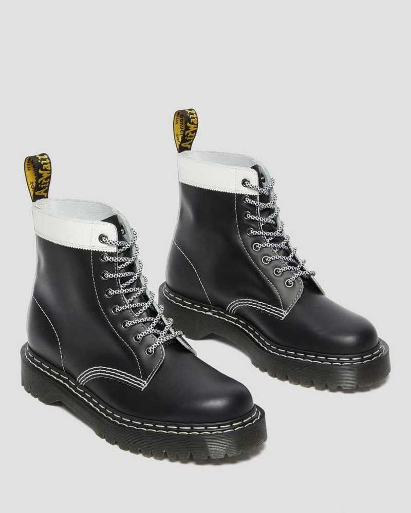 Dr Martens 1460 Pascal Bex Lær Contrast Blonder Up Boots Platform Støvler Herre Svarte Hvite | GBJTQ3951