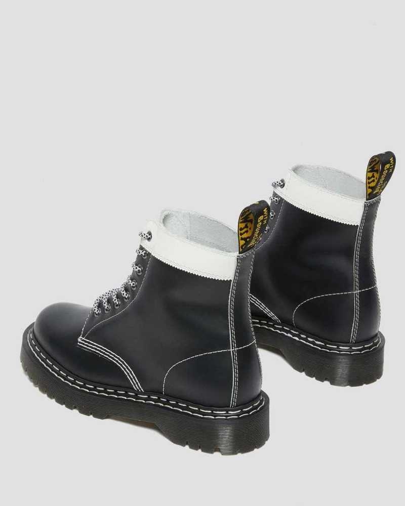 Dr Martens 1460 Pascal Bex Lær Contrast Blonder Up Boots Platform Støvler Herre Svarte Hvite | GBJTQ3951