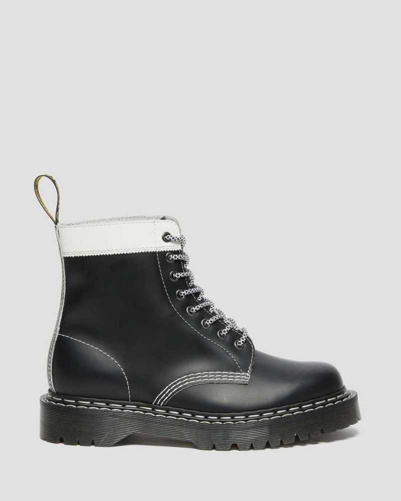 Dr Martens 1460 Pascal Bex Lær Contrast Blonder Up Boots Platform Støvler Herre Svarte Hvite | GBJTQ3951