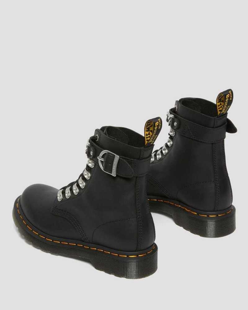 Dr Martens 1460 Pascal Chain Lær Blonder Up Boots Støvler Dame Svarte | RHEGQ6523