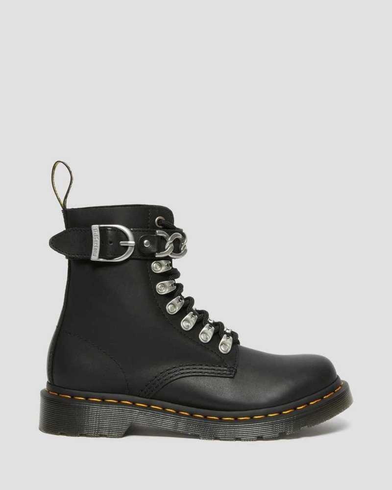 Dr Martens 1460 Pascal Chain Lær Blonder Up Boots Støvler Dame Svarte | RHEGQ6523