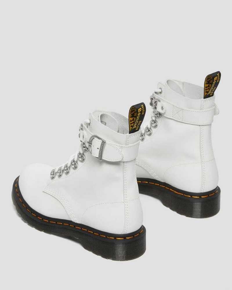 Dr Martens 1460 Pascal Chain Lær Blonder Up Boots Støvler Dame Hvite | LMCHN0639