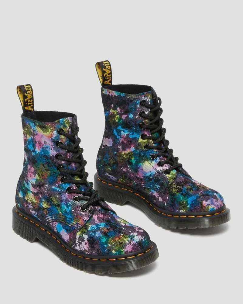 Dr Martens 1460 Pascal Confetti Semsket Skinn Blonder Up Boots Støvler Dame Svarte | FHNTJ9837