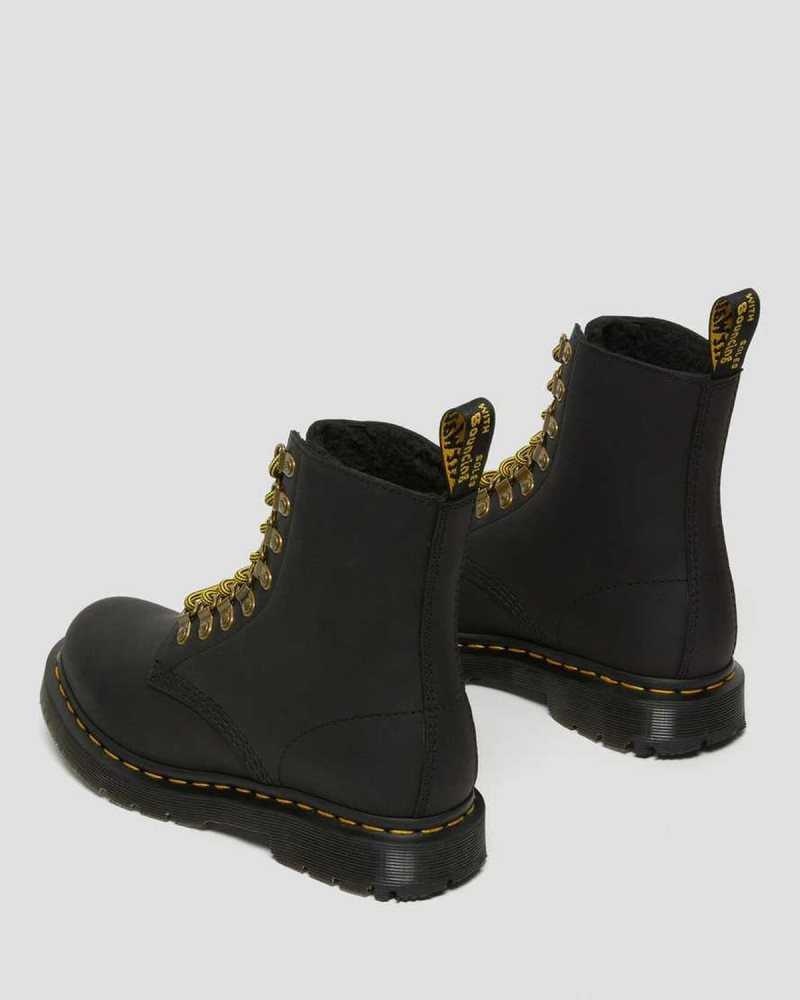 Dr Martens 1460 Pascal DM's Wintergrip Lær Blonder Up Boots Vinterstøvler Dame Svarte | CLIJP7453