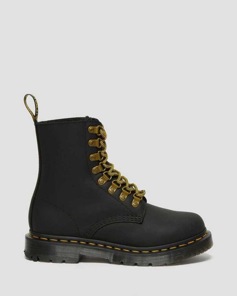 Dr Martens 1460 Pascal DM's Wintergrip Lær Blonder Up Boots Vinterstøvler Dame Svarte | CLIJP7453