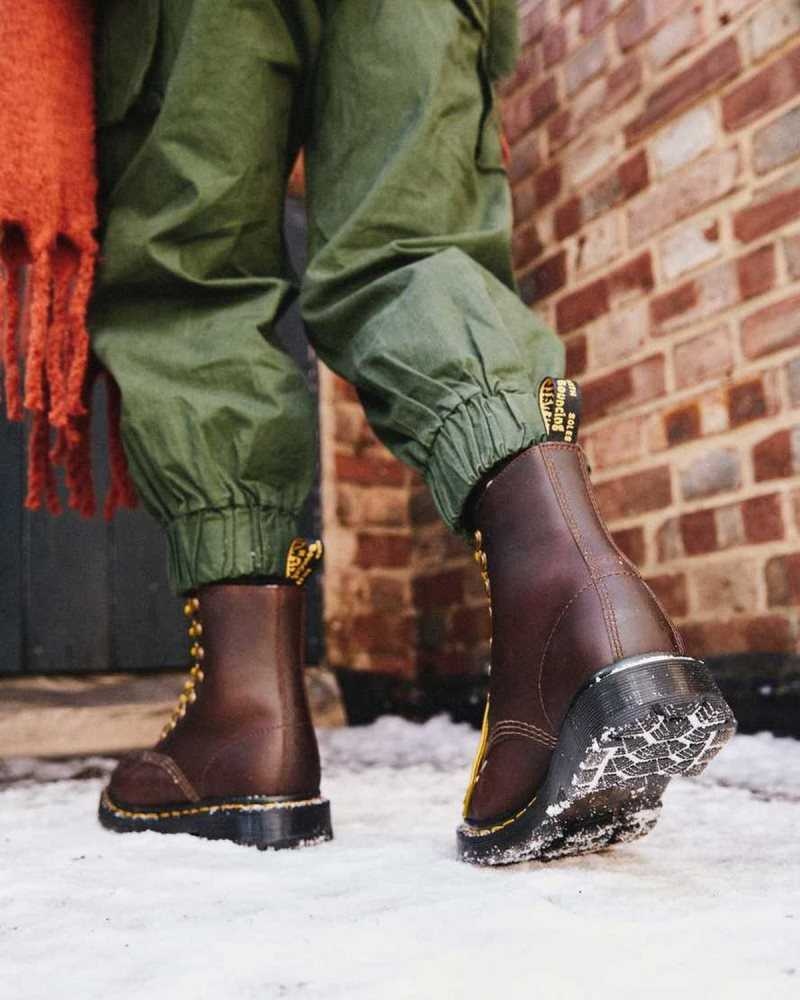 Dr Martens 1460 Pascal DM's Wintergrip Lær Blonder Up Boots Støvler Dame Brune | ZDNOK0837