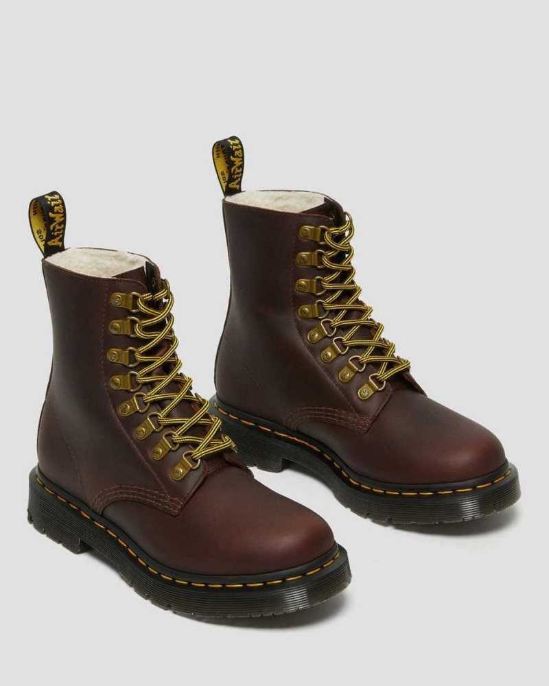 Dr Martens 1460 Pascal DM's Wintergrip Lær Blonder Up Boots Støvler Dame Brune | ZDNOK0837