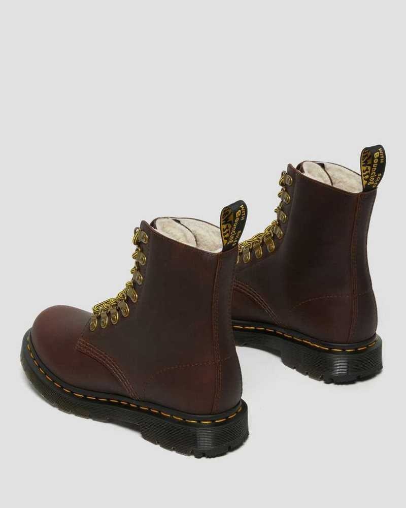 Dr Martens 1460 Pascal DM's Wintergrip Lær Blonder Up Boots Støvler Dame Brune | ZDNOK0837